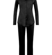 Cotton Deluxe Button Front Pajama Set | Black 77956-019